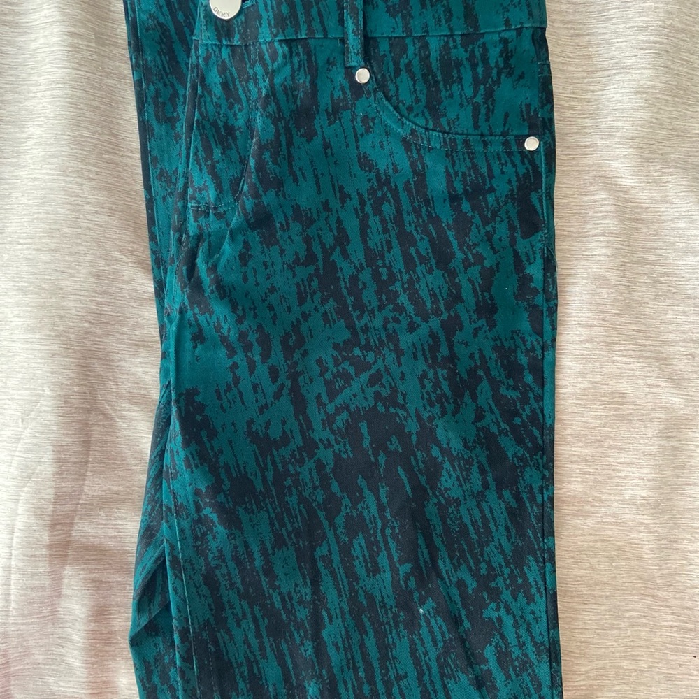 DKNY Teal and Black Abstract Print Trousers - Picture 2 of 7